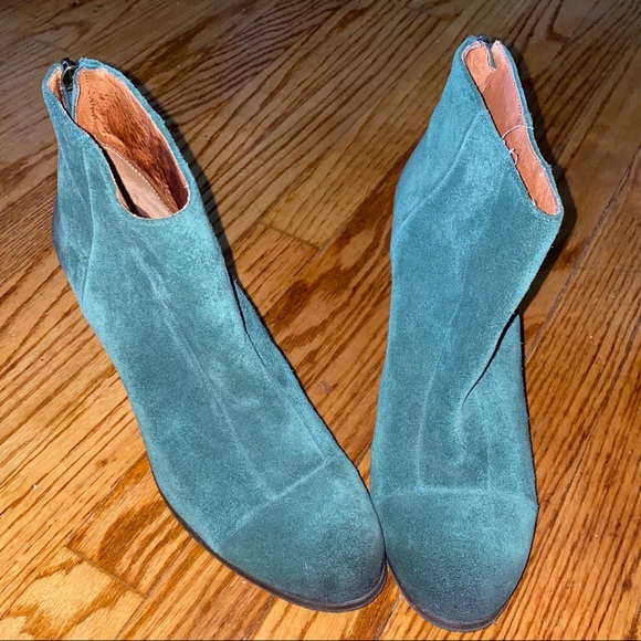 teal suede booties